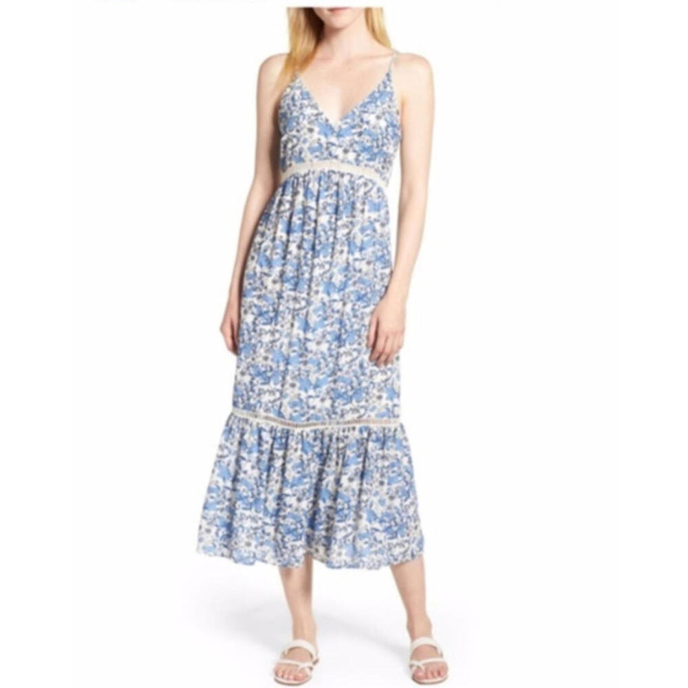 CeCe V-neck Floral Sleeveless Midi Dress Size 2 New